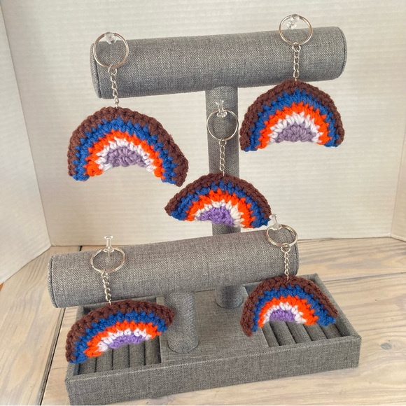 Keychain Rainbow Crochet Pride Charm 3.5 x 2.5 inches - Picture 8 of 10